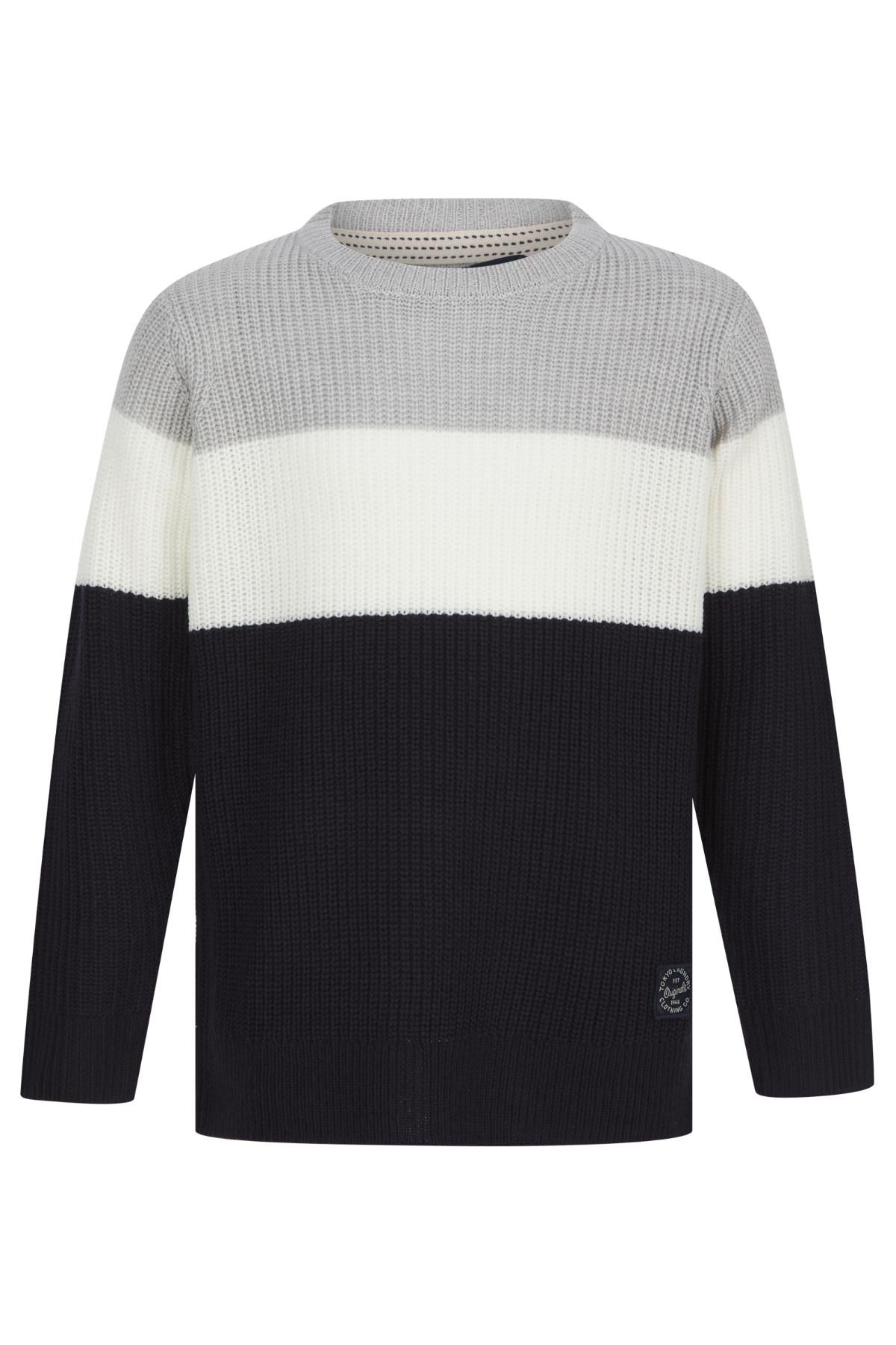 Toyko Laudry Boys Stiped Knitted Jumper Grey