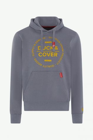 Duck And Cover Mens Organic Hoodie Blue