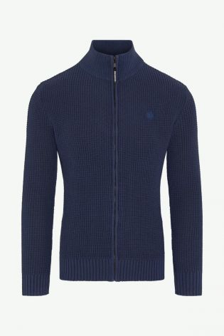 Duck And Cover Mens Knitted Zip Up Jumper Navy