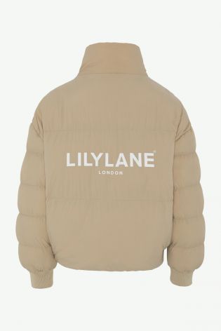 Lily Lane Womens Puffer Jacket Beige
