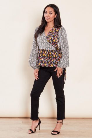 Influence Womens Contrast Floral Blouse