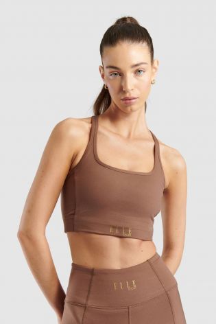 Elle Womens Sports Crop Top Taupe