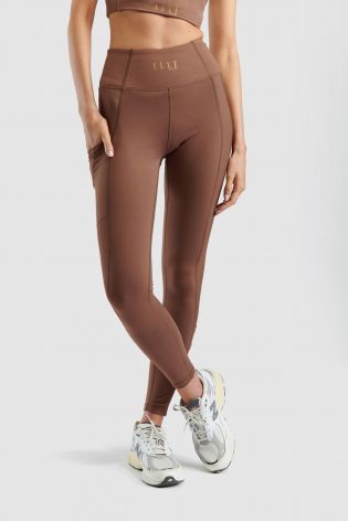 Elle Womens Sports Soft Ribbed Leggings Taupe