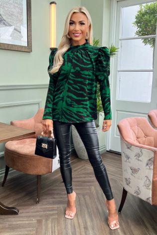 Ax Paris Womens Long Sleeve Top Green
