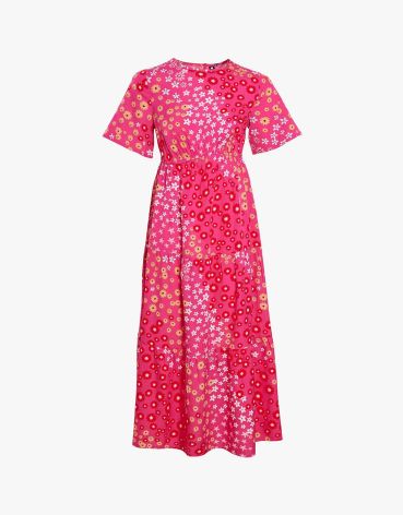 Influence Womens Tiered Midi Floral Dress Pink