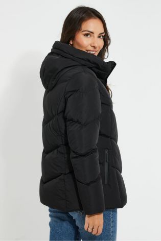 Threadbare Womens Hooded Coat Black
