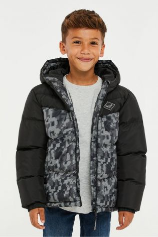 Threadbare Boys Digital Print Paded Jacket Grey