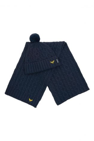Threadbare Mens Knitted Hat And Scarf Set Navy