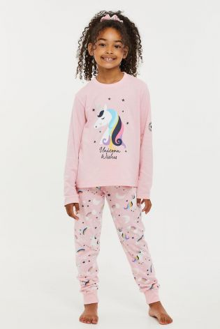 Threadbare Girls Unicorn Pyjamas Pink