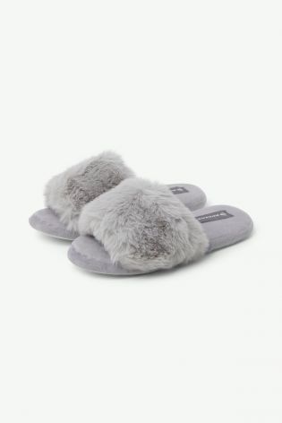 Dunlop Womens Fluffy Slipper Grey