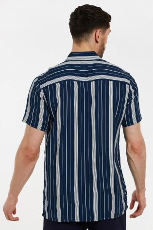Threadbare Mens Stripe Shirt Navy