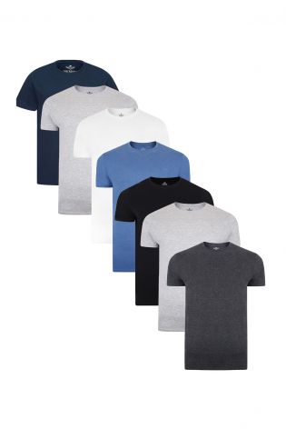 Threadbare Mens 7 Pack T-shirts Multi